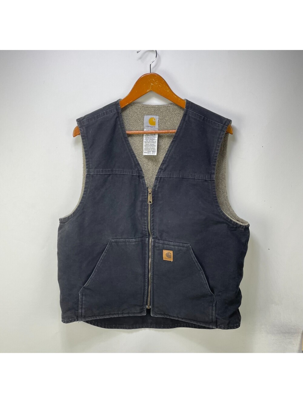 Vintage Carhartt Sherpa Lined Work Vest V26 Large Faded